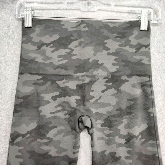 Spanx Ankle Leggings Womens Size M Gray Camo High Waisted Wide Band Mid Rise - Picture 2 of 11